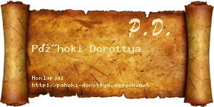 Páhoki Dorottya névjegykártya